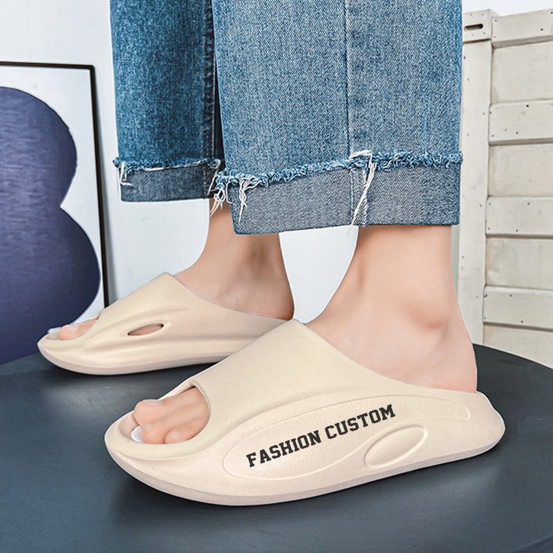 Wholesale Eva Thick Sole Sandals Shoes Slides Rubber Footwear Sports Logo Print Custom Slippers For Men Manufacturer