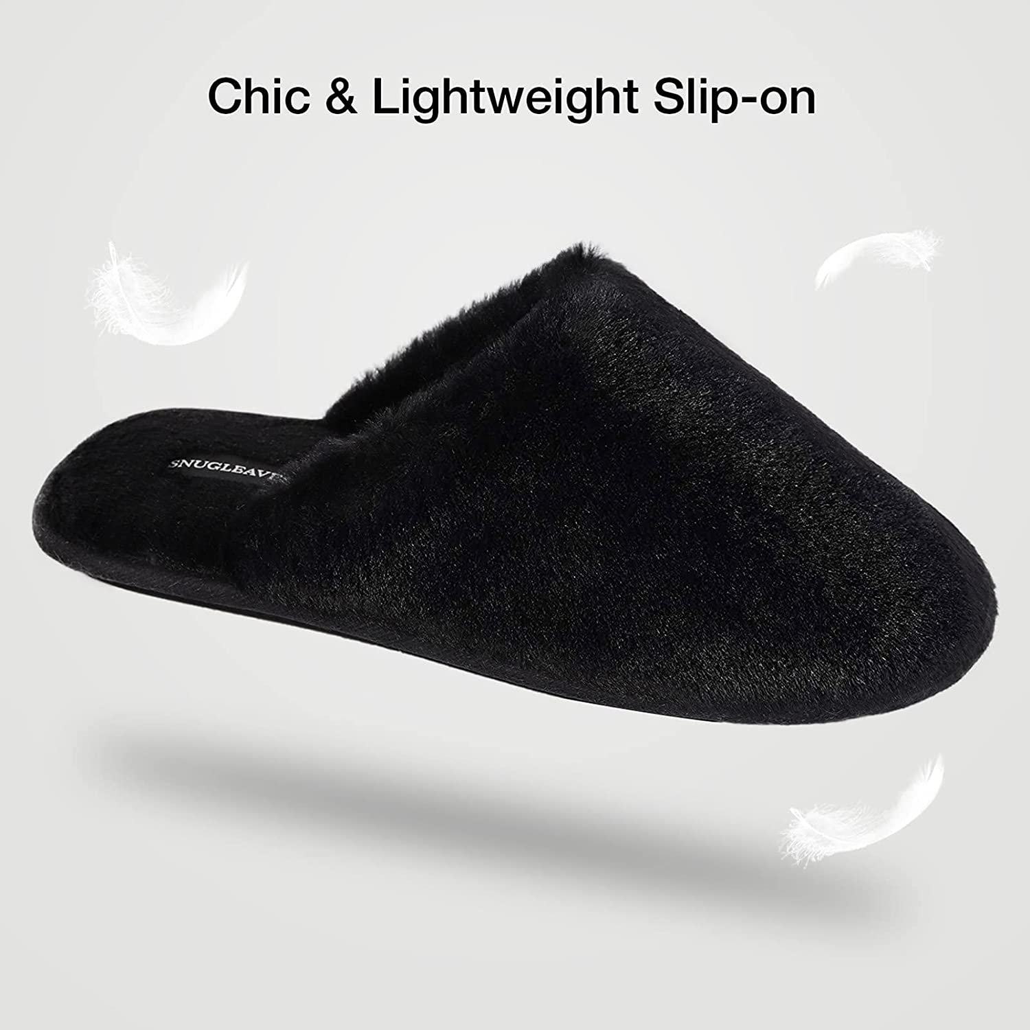 Women's Fuzzy House Memory Foam Slippers, Furry Faux Fur Lined Bedroom Shoes, Cozy Indoor Winter Home Slide Slippers