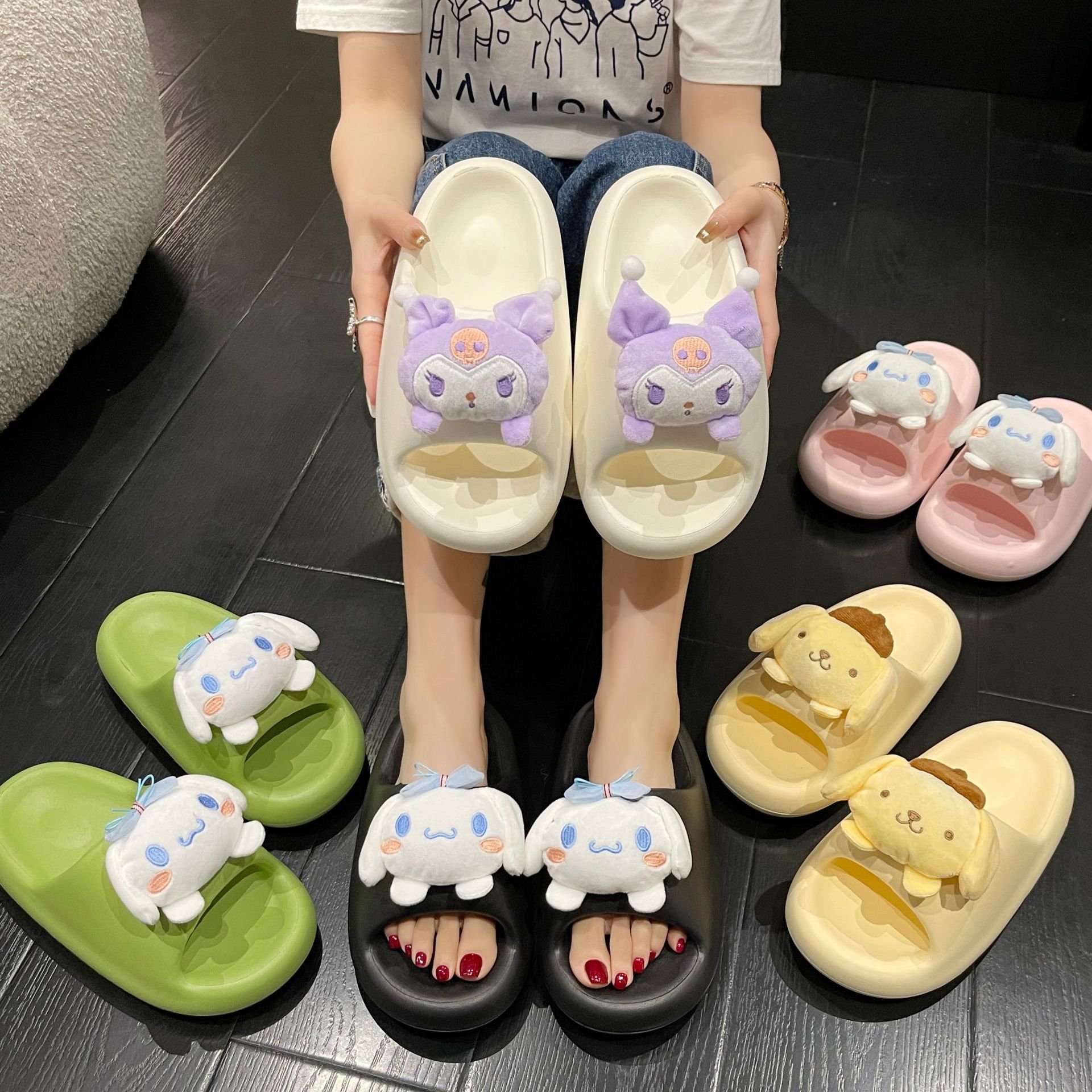 Bo women Summer Slippers anime Sandals shoes cute Kulomi Melody Non-slip Indoor Outdoor super comfortable Bubble Slides Slipper
