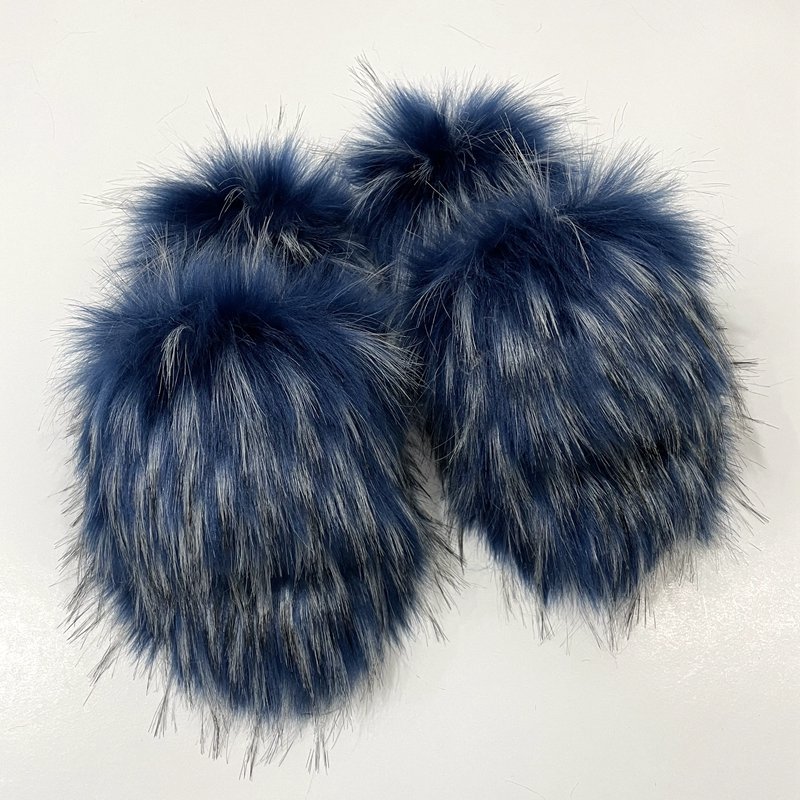 Women's Spring Summer Plus Size Luxury Furry Faux Raccoon Fur Slippers Plush Warm Home Cotton Shoes Indoor Fur Slides