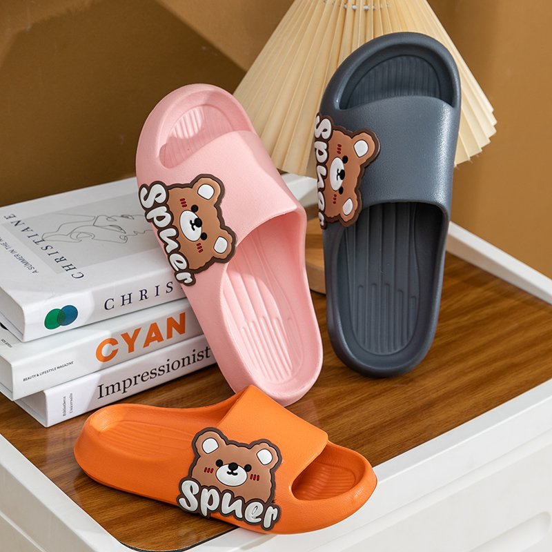 Cartoon Bear Thick Sole EVA Slipper Women's Shoes Non-slip Comfortable Slides Slippers for Men and Women Indoor and Outdoor