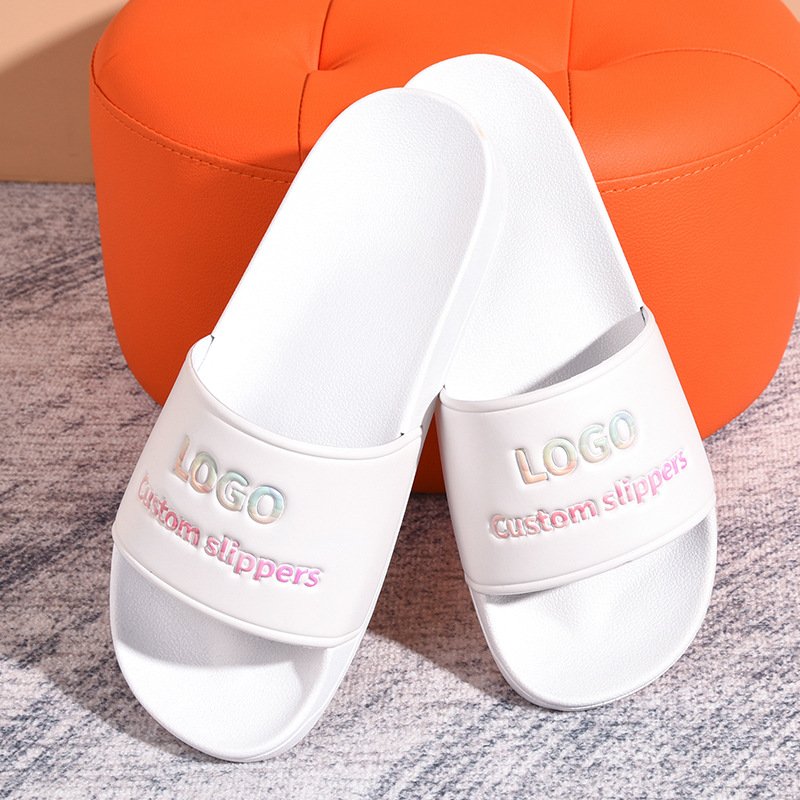 Oem Black Color Solid Color Sandal Pvc Custom Logo Men Plain Blank PVC Slide Slippers