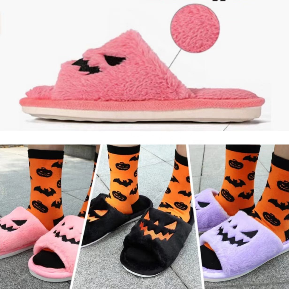 2022 home slides slippers moccasin slippers,halloween slippers,Pumpkin slippers