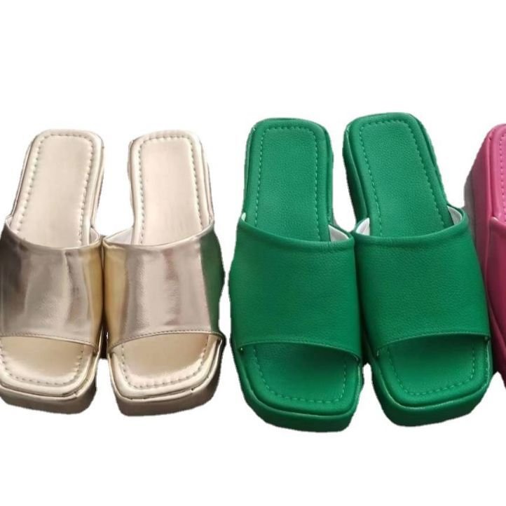 2024 Casual Leather Slide Slippers Women's Platform Women's Customized Sandals Women's Summer Shoes