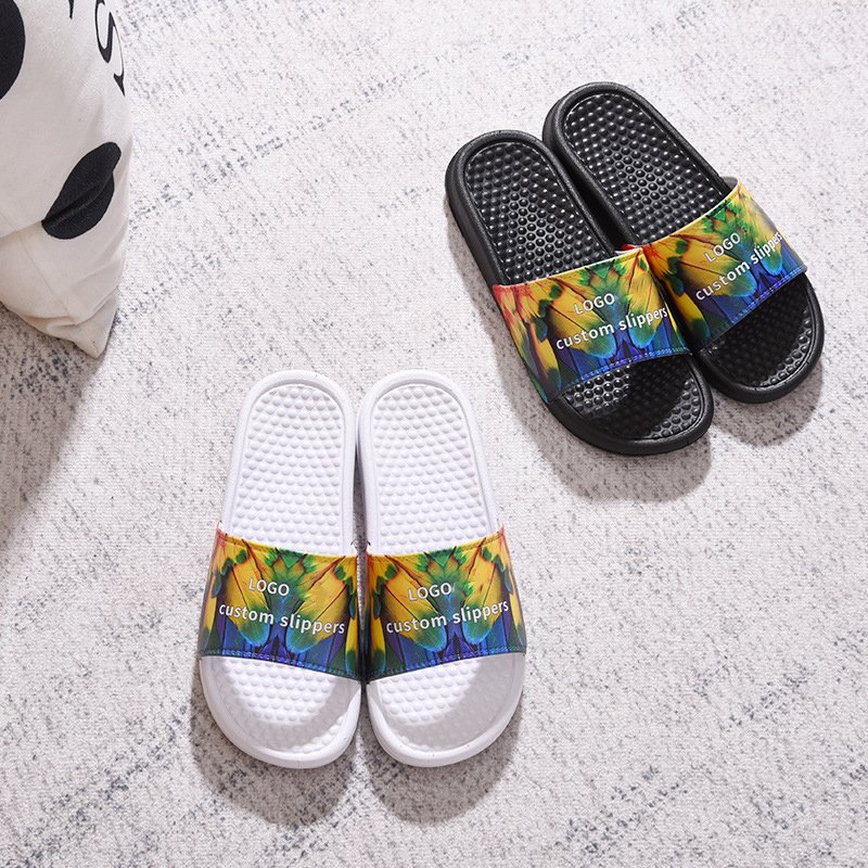 Slides With Logo Comfortable Indoor Outdoor Slides For Women Custom Plain Slides PVC Slippers For Men With Logo