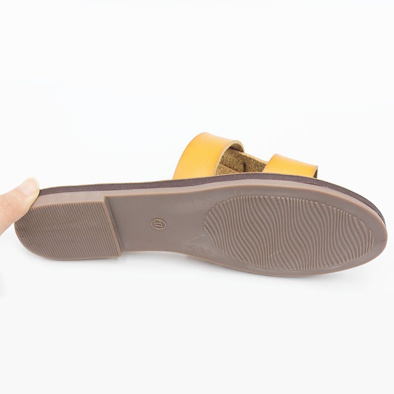 Large size female outdoor leather slippers 2024 summer new style women shoes luxury rubber flip flops summer slippers for women