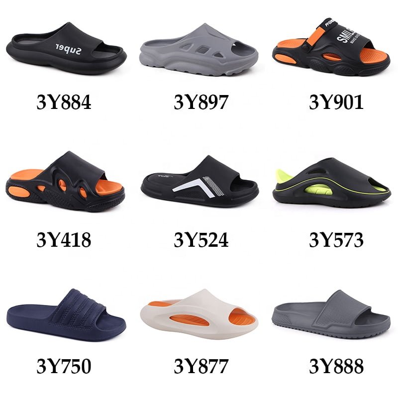 New Custom Logo Mne's Beach Slides Wholesale Leisure Thick Bottom Anti -Slip Outdoor Chancletas Custom Slides Slippers For Men