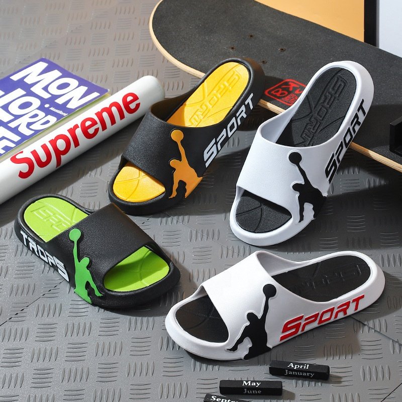 Summer Men Outdoor PVC Thick Soles Outdoor Basketball Fitness Luxury Sports Slippers Men Slide Slippers Home Slippers