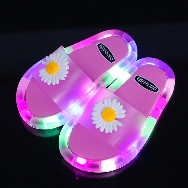 Children's Animal Ducks Unicorn Cartoon Sandals Shoes Outdoor Led Boys Luminous Slides Slippers Smile Lighted Kids Slippers
