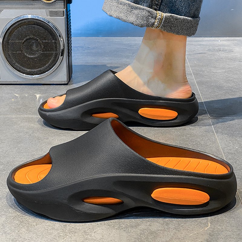OEM Custom Black Orange Sports Footwear EVA Custom Logo Slippers Men Foam Sandal Slippers Custom Logo Slides Sandals Man