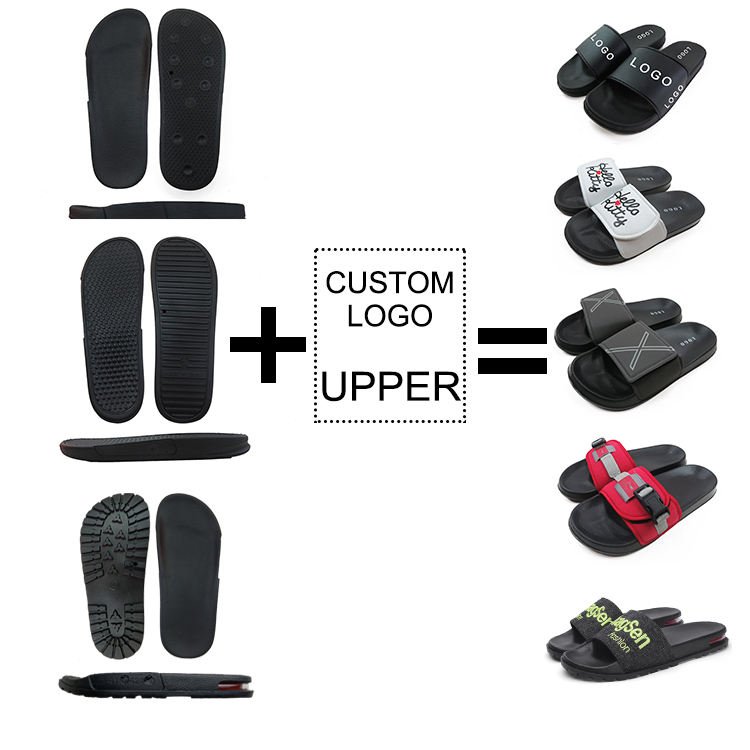 Factory Pu Custom Sandals Unisex Footwear Mens Designers Thick Slippers OEM Rubber Embossed Custom Slides With Logo