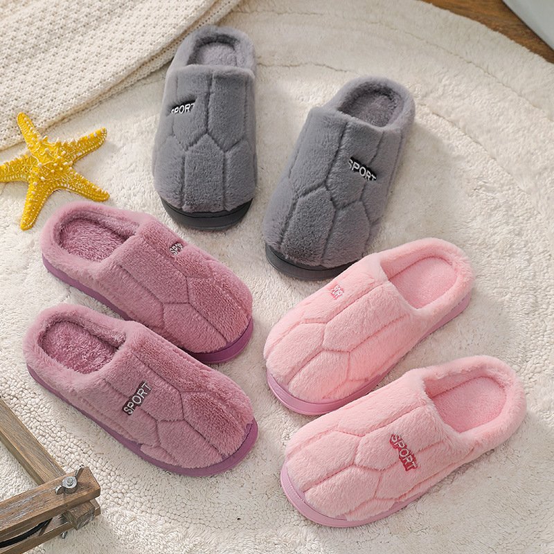 wholesale custom fur slides men women warm slippers shoes autumn winter non-slip indoor home plush slippers