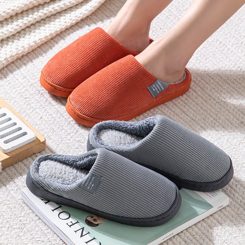 wholesale custom fur slides men women warm slippers shoes autumn winter non-slip indoor home plush slippers