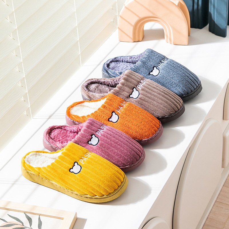 wholesale custom fur slides men women warm slippers shoes autumn winter non-slip indoor home plush slippers