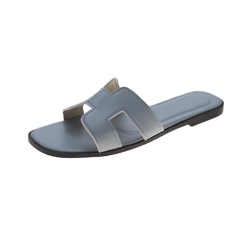 2024 Ladies Flat Slippers Summer Beach Shoes Fashion Leather Sandals Slippers Outdoor Women Slides Slippers