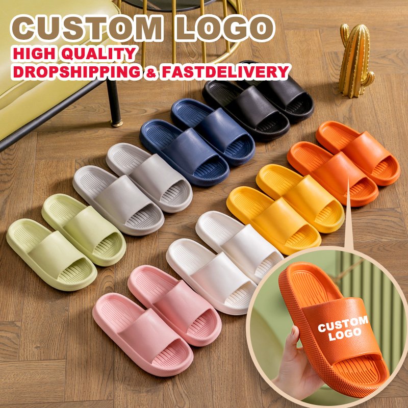 Custom Thick Platform Bathroom Non-slip Cloud Orthopedic Home Sandals Women's Men Flip-flops Soft Sole EVA Indoor Slides Slipper