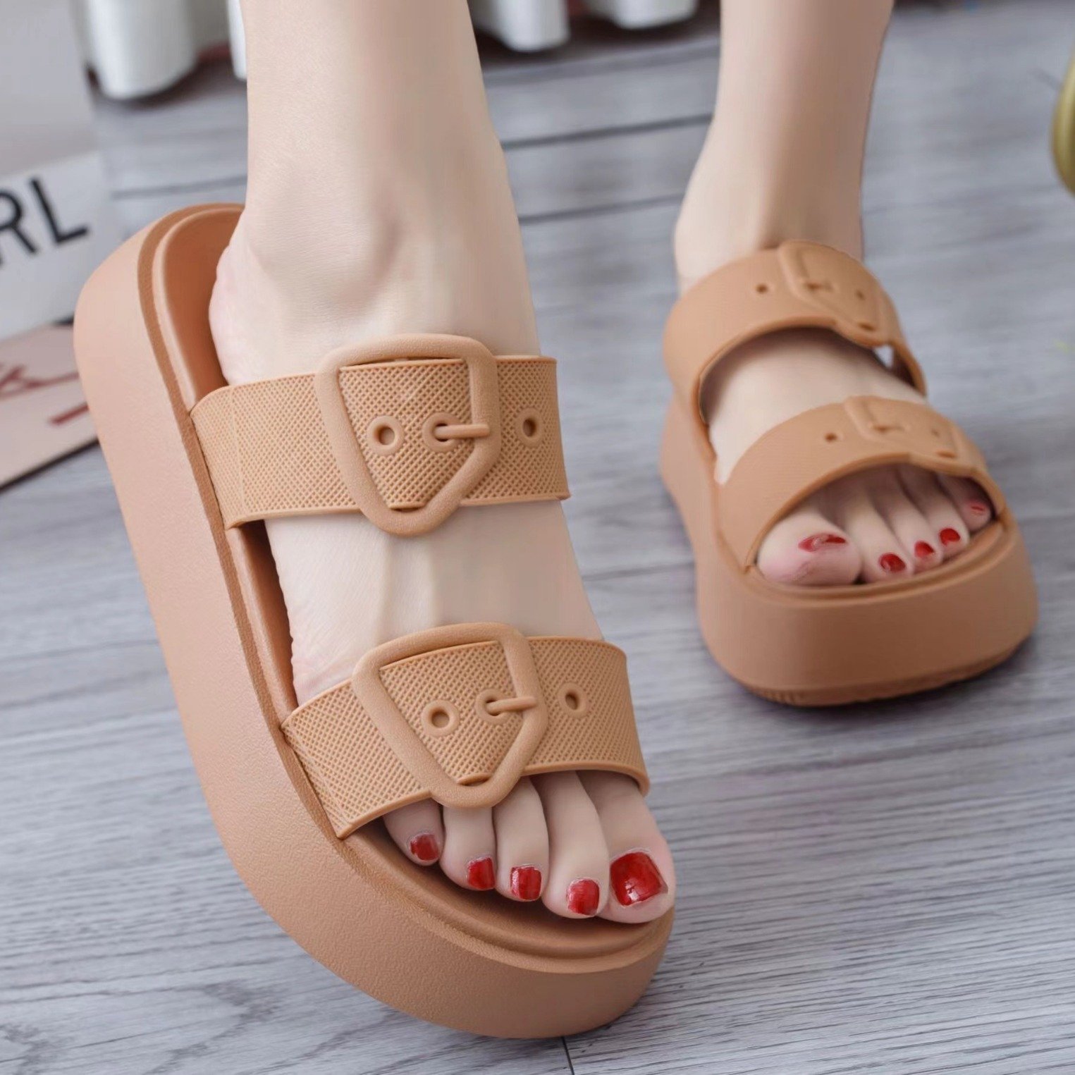 New Summer Women's Fashion Wedges Sandals Slip-On Casual Beach Slide Slippers Thick Sole Commuter