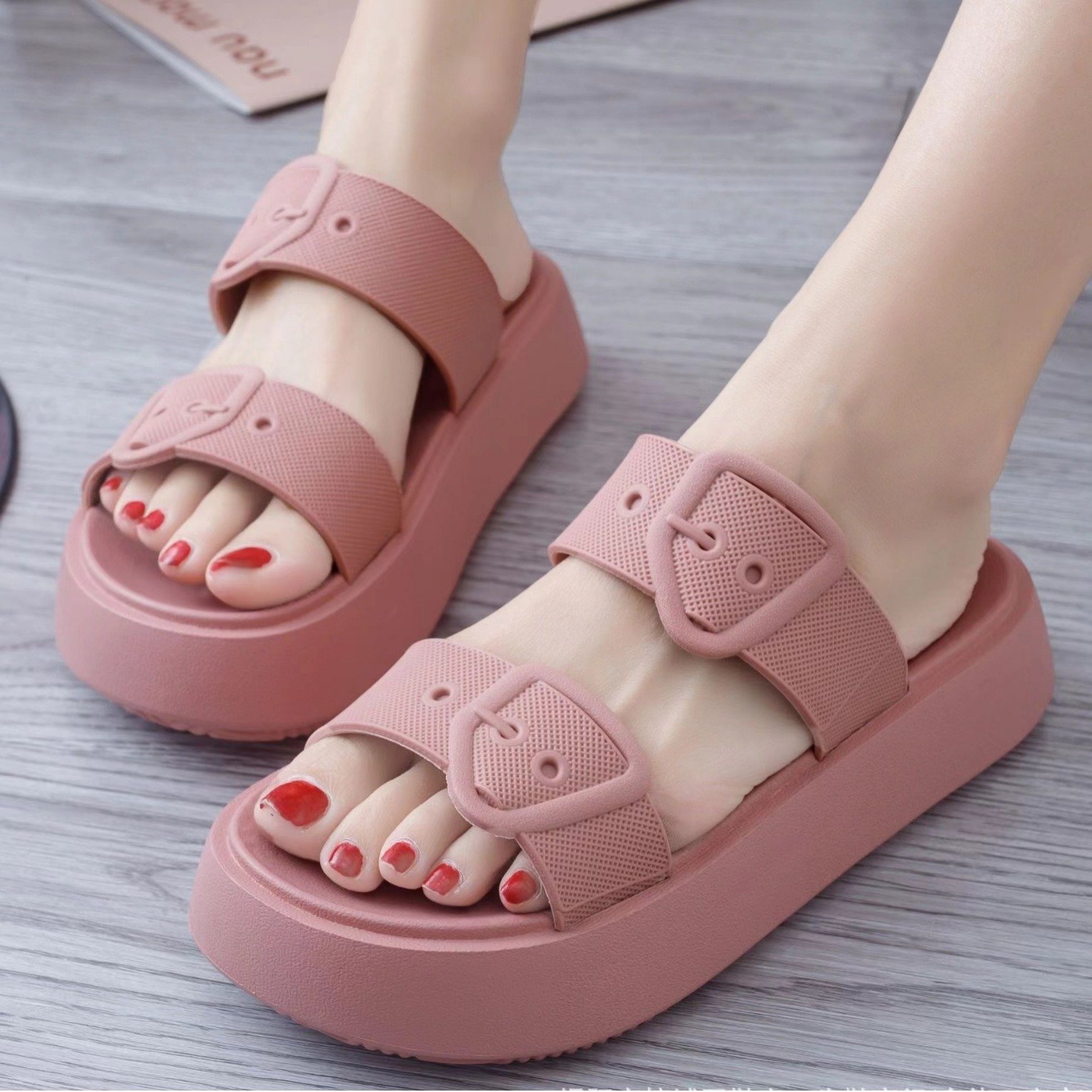 New Summer Women's Fashion Wedges Sandals Slip-On Casual Beach Slide Slippers Thick Sole Commuter