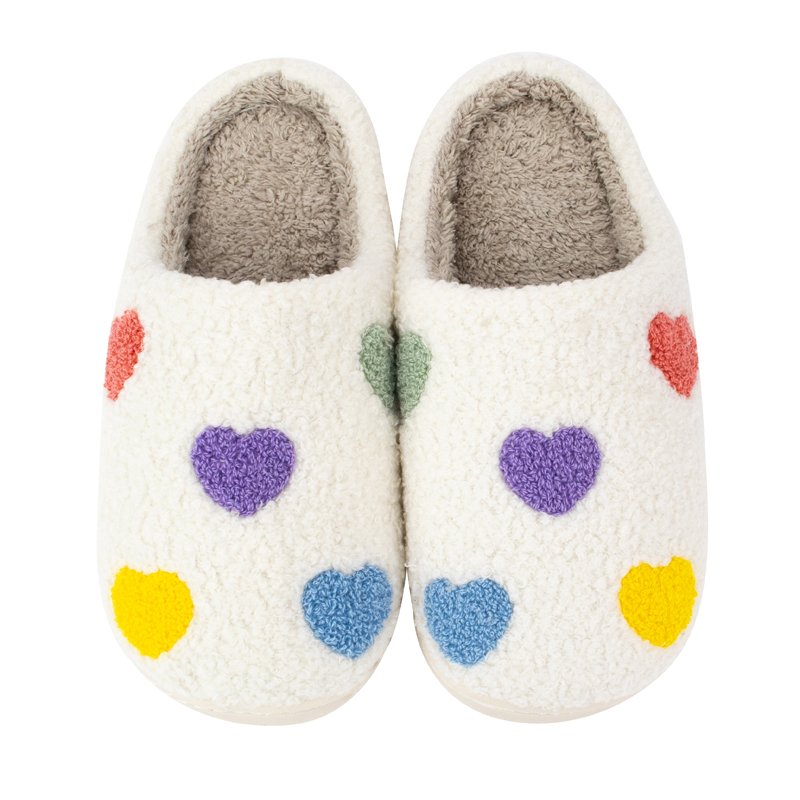 Hot Sell Valentine's Day Heart Slides Home Warm Love Letter Couple Slipper Faux Fur Slippers Women Plush Slippers Custom
