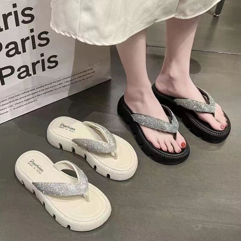 Wholesale 2024 Summer Women's Sandals Thick Soles Slippers High Heels Casual Female Flip Flops Beach slides shoes