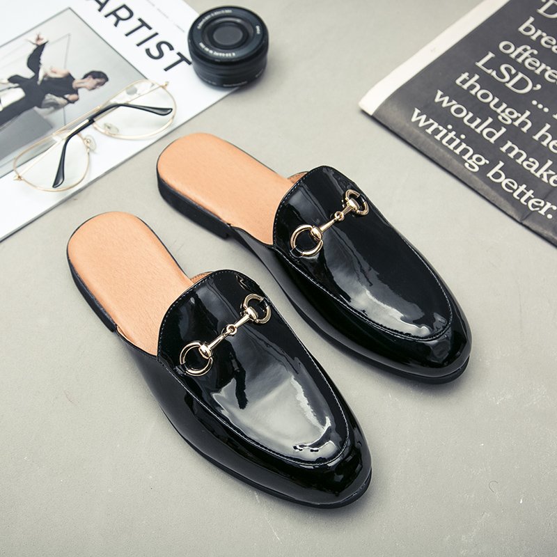 028-1 casual style men's slippers half shoes slides