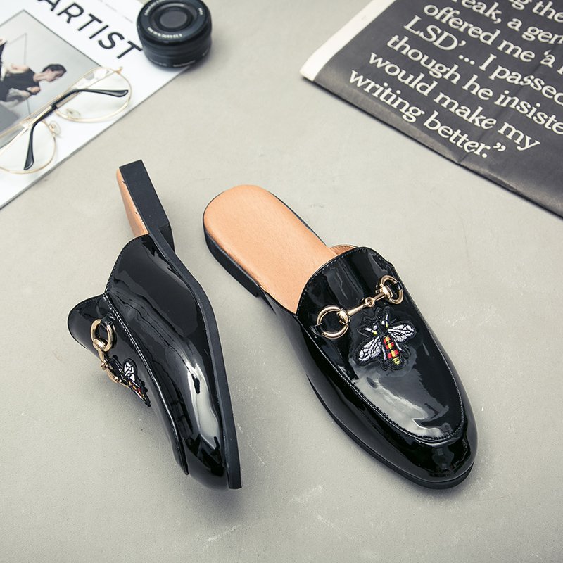 028-1 casual style men's slippers half shoes slides