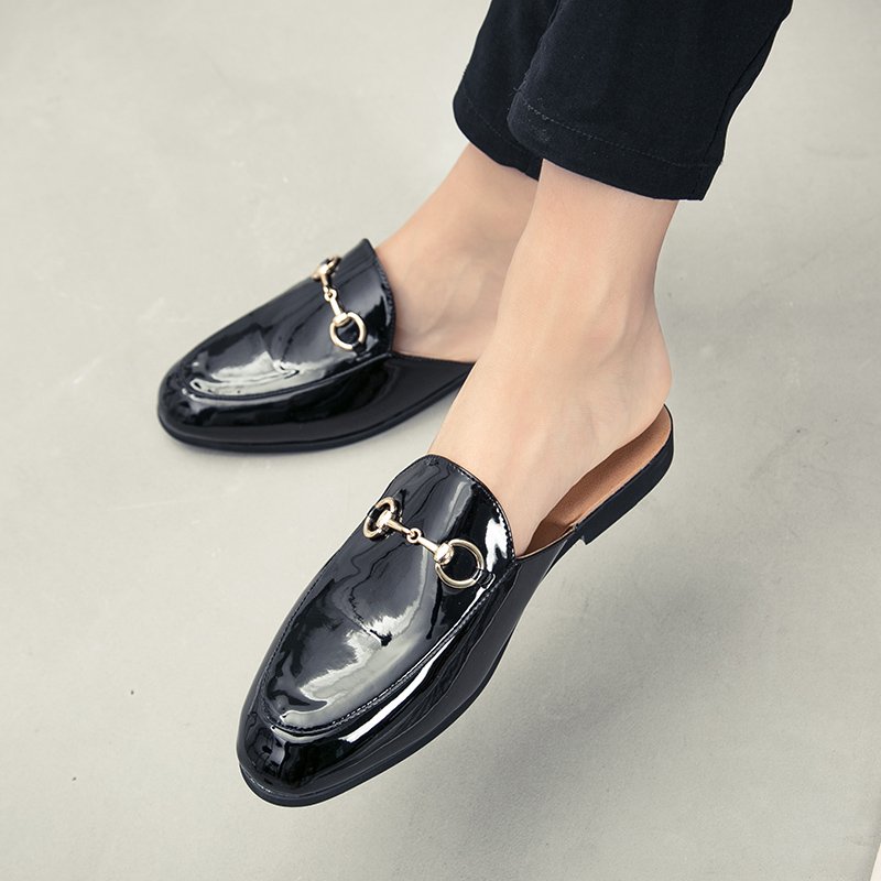 028-1 casual style men's slippers half shoes slides