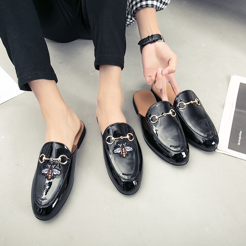 028-1 casual style men's slippers half shoes slides