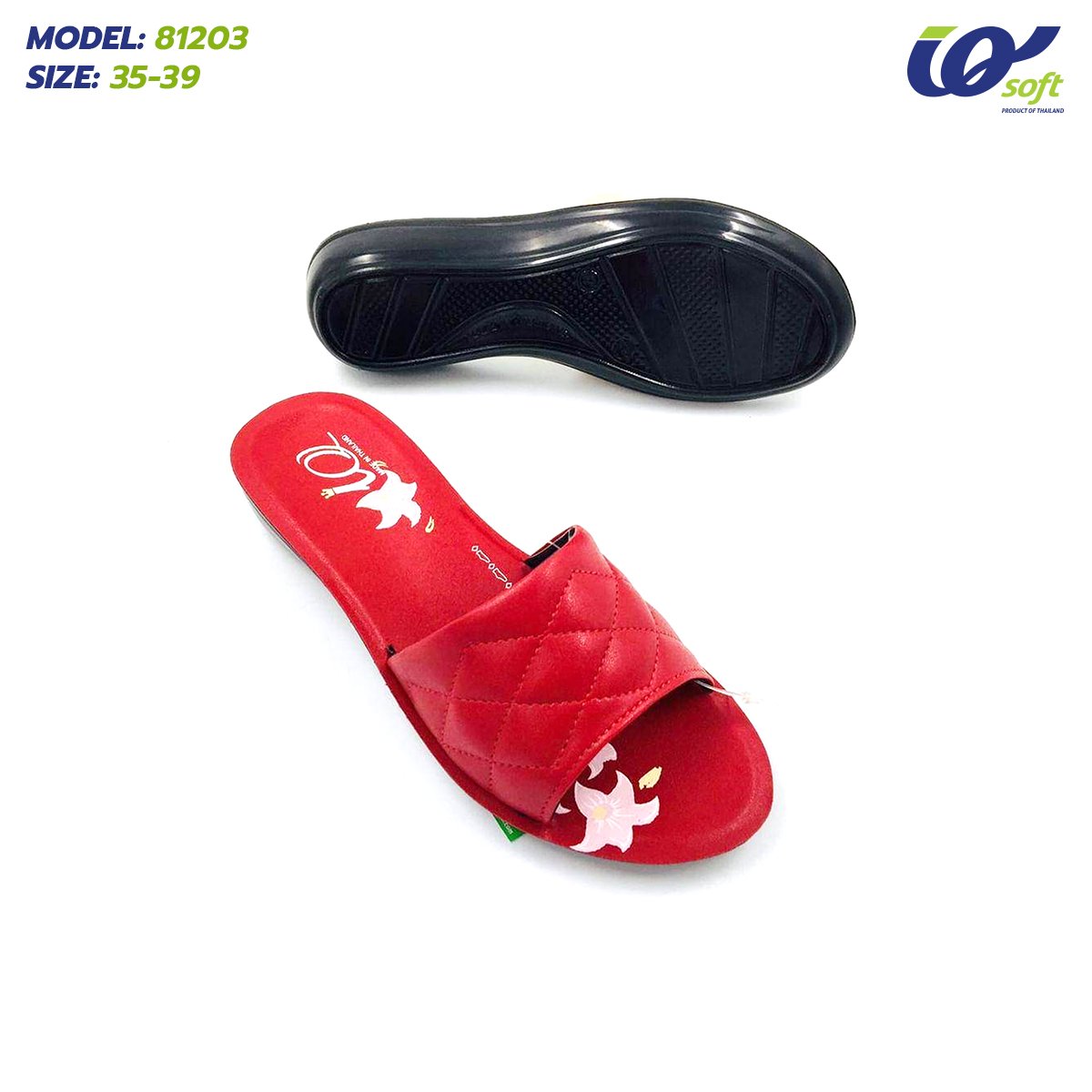 Slide Slippers Comfort Lady PU Sandals High Quality Well-Fitting And Attractive Shoe From Thailand 81203 Made From Poly Urethane