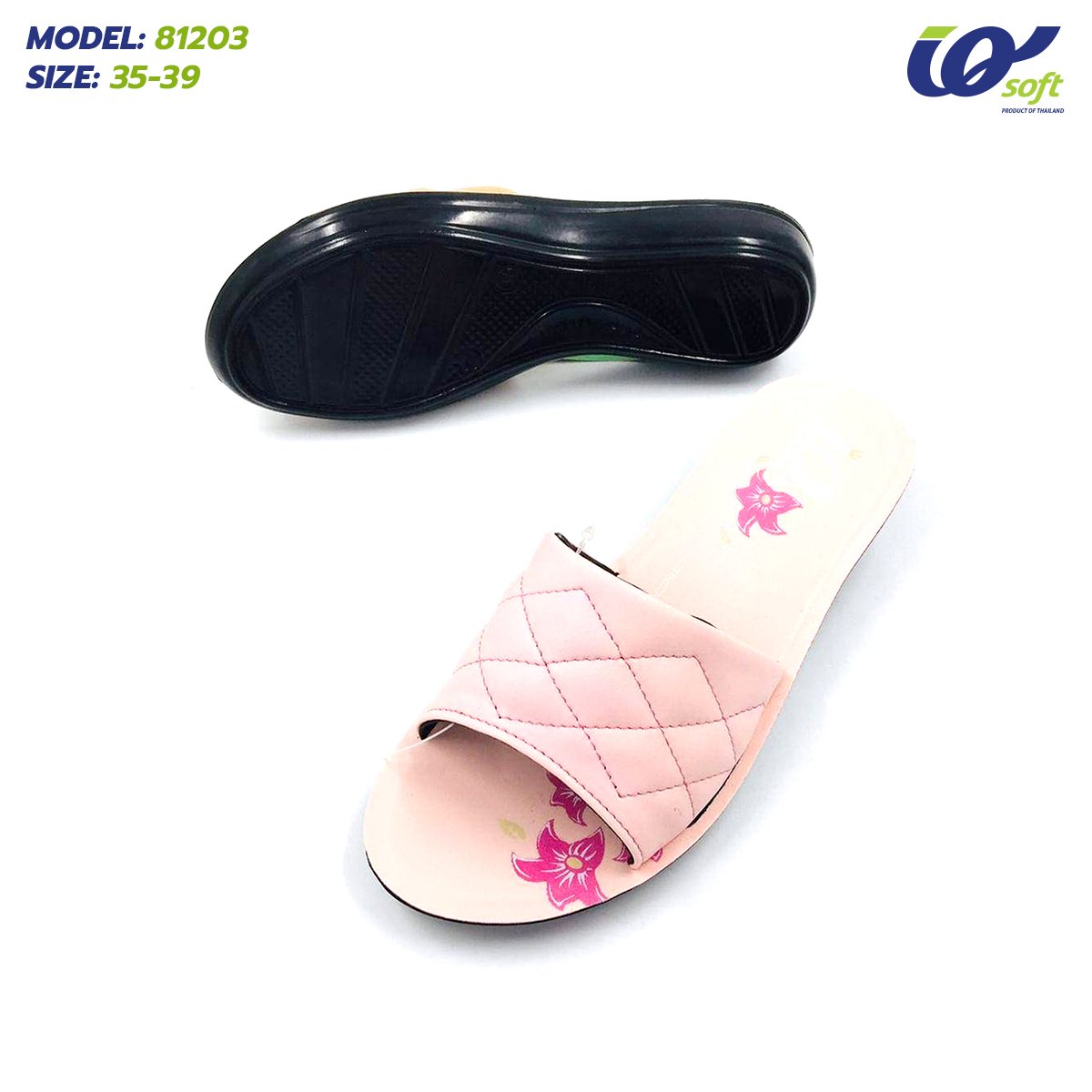 Slide Slippers Comfort Lady PU Sandals High Quality Well-Fitting And Attractive Shoe From Thailand 81203 Made From Poly Urethane