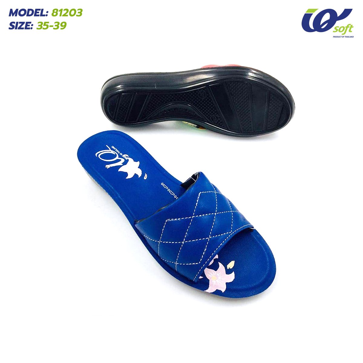 Slide Slippers Comfort Lady PU Sandals High Quality Well-Fitting And Attractive Shoe From Thailand 81203 Made From Poly Urethane