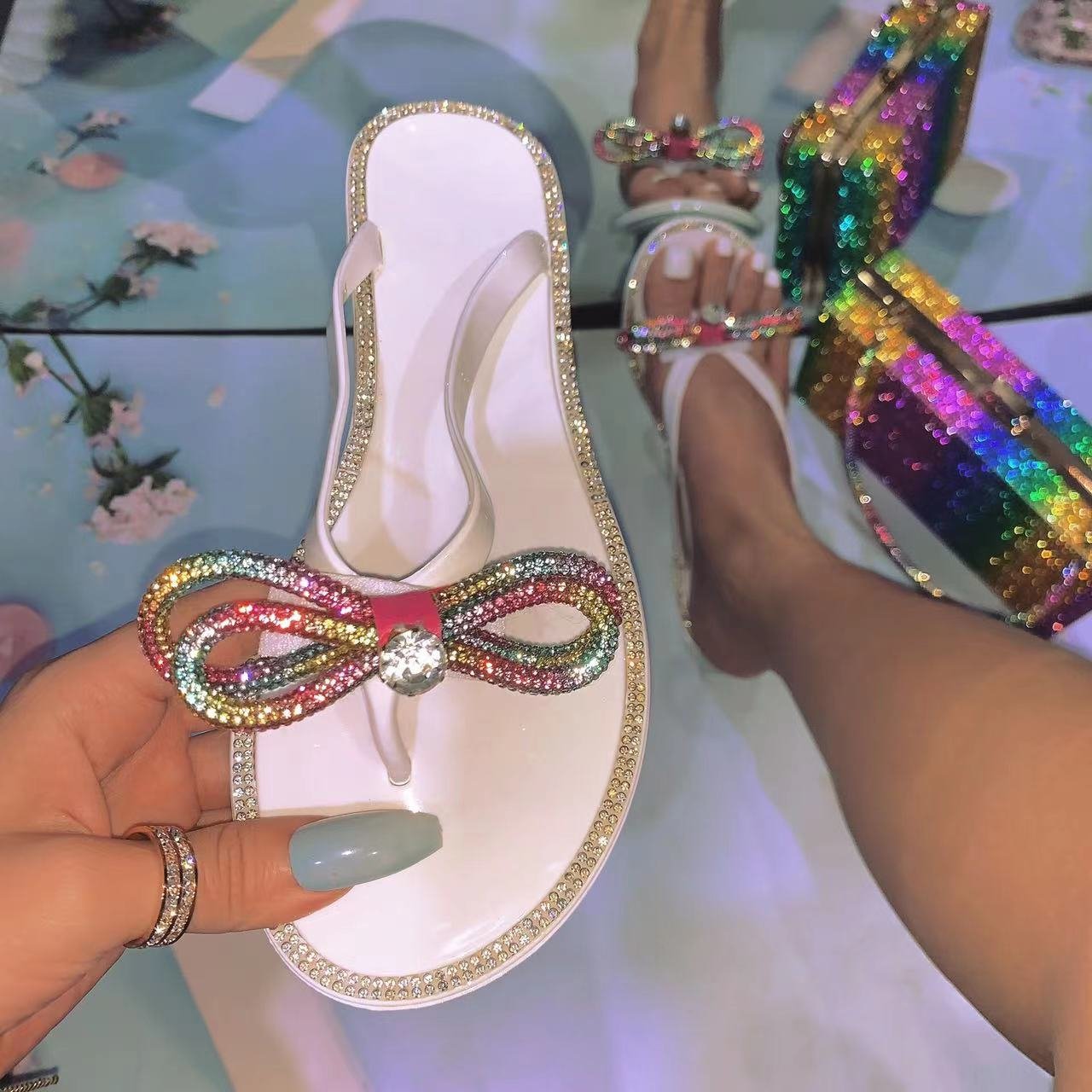 New products pvc slipper sandal ladiesslippers for women rhinestone flip flops slippers Designer slide