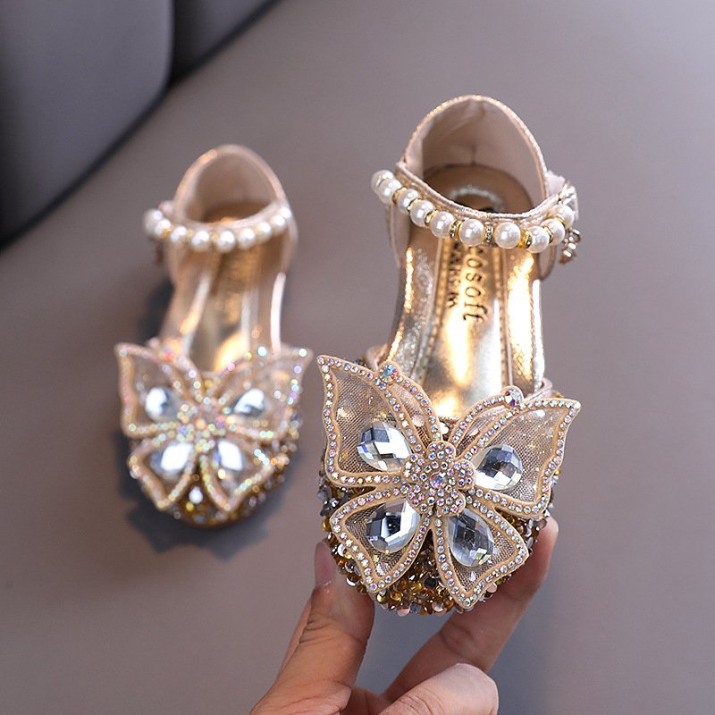 2024 summer high quality Pvc Plastic Pu single Girls shoes Sandals Summer Shoes for Kids children diamond shoes