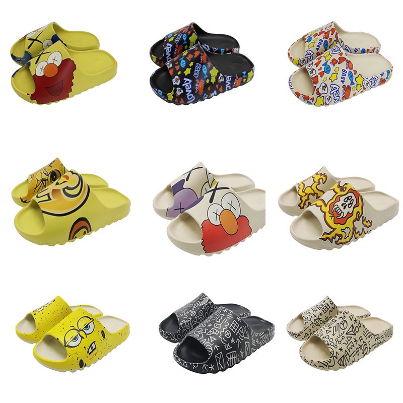 Custom Design Slide Slippers High Quality Beach Sandals for Couples, Fishbone Pattern Indoor Bathroom Sandals