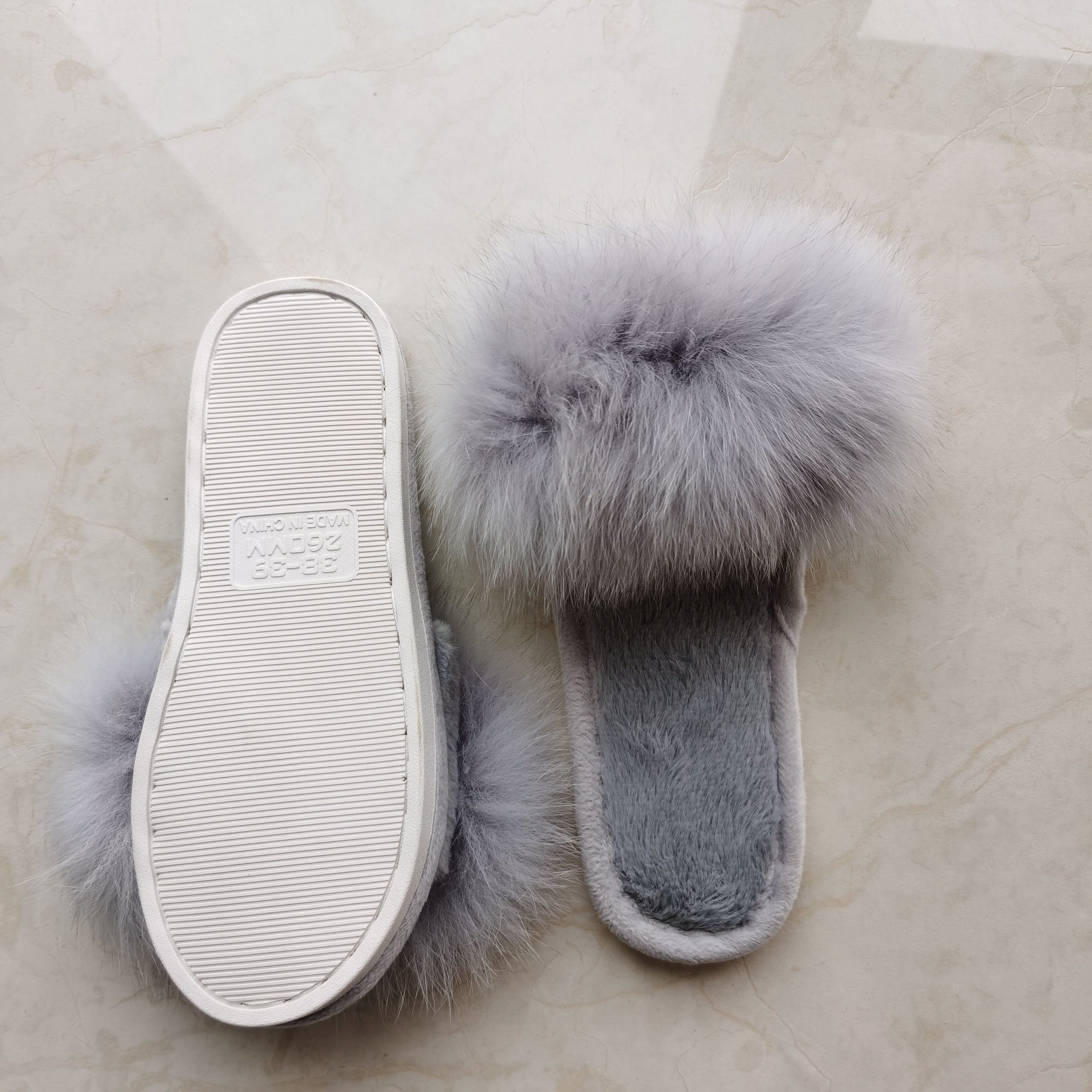 Authentic Fox Fur Slippers Women Real Fox Fur Slides Home Outdoor Furry Flat Sandals Female Cute Luxury Fluffy Shoes