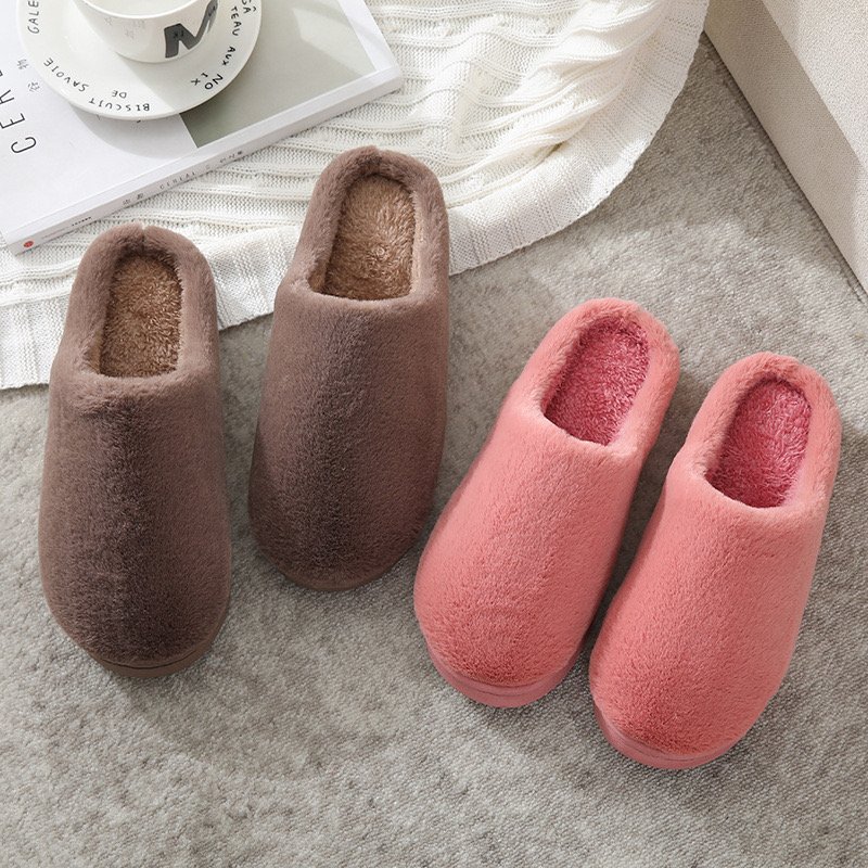 Fashion Bedroom Slippers Thick Bottom Fur Hotel Fluffy Slip Warm Slides House Indoor Solid Color Slides Fluffy Slippers