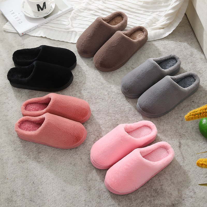 Fashion Bedroom Slippers Thick Bottom Fur Hotel Fluffy Slip Warm Slides House Indoor Solid Color Slides Fluffy Slippers