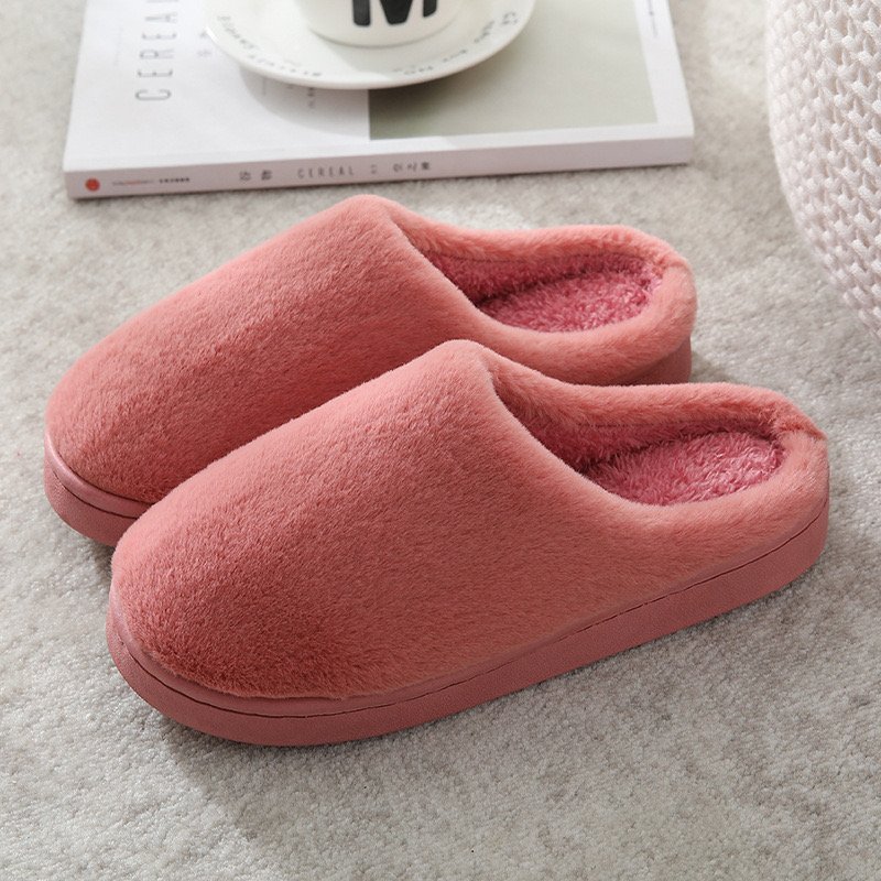 Fashion Bedroom Slippers Thick Bottom Fur Hotel Fluffy Slip Warm Slides House Indoor Solid Color Slides Fluffy Slippers