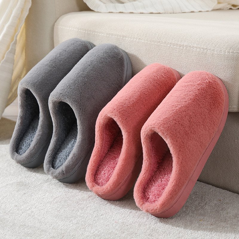 Fashion Bedroom Slippers Thick Bottom Fur Hotel Fluffy Slip Warm Slides House Indoor Solid Color Slides Fluffy Slippers
