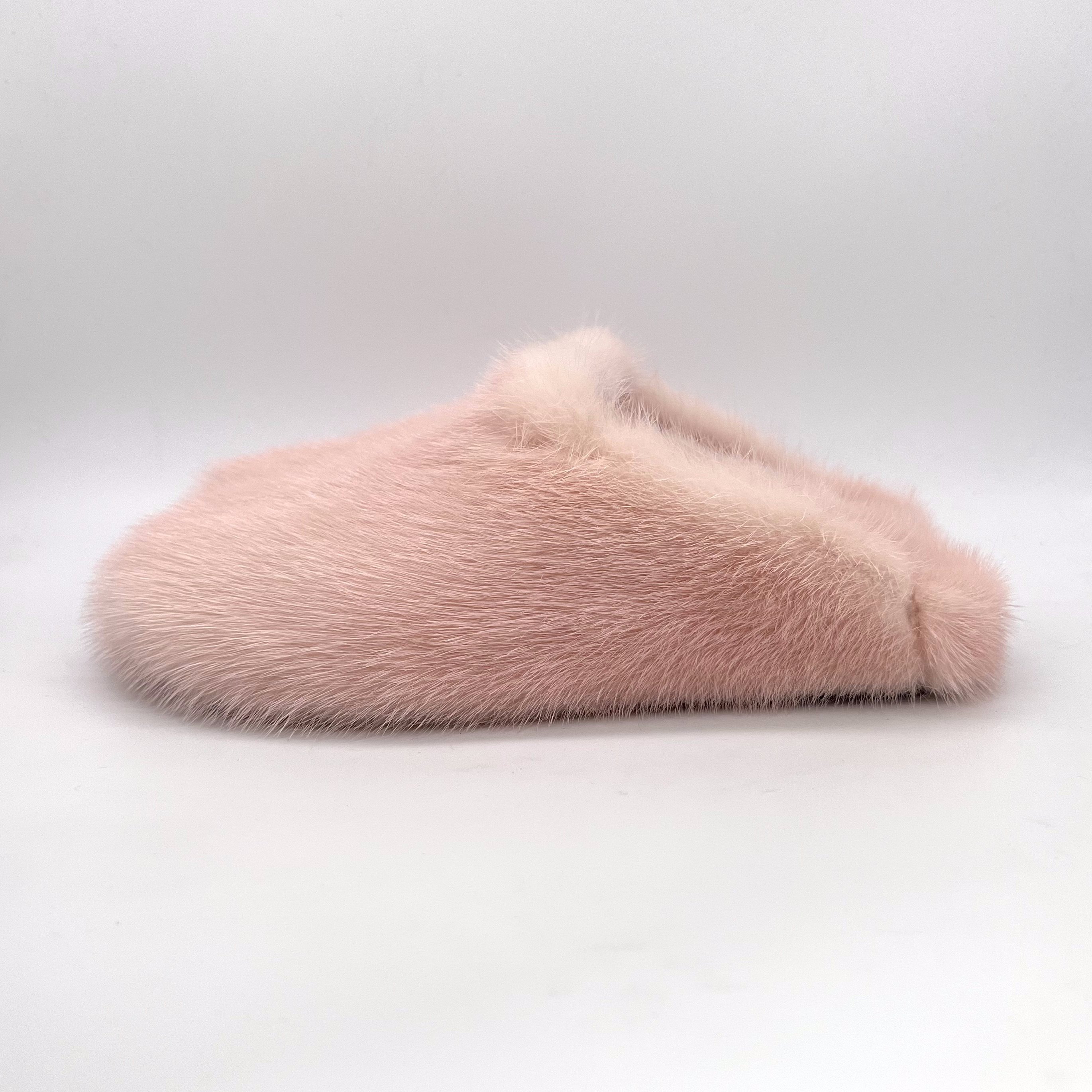 Rushed fur slipper heel Fur Slide Slipper For Woman Summer Crystal Buckle real mink fur slippers slides