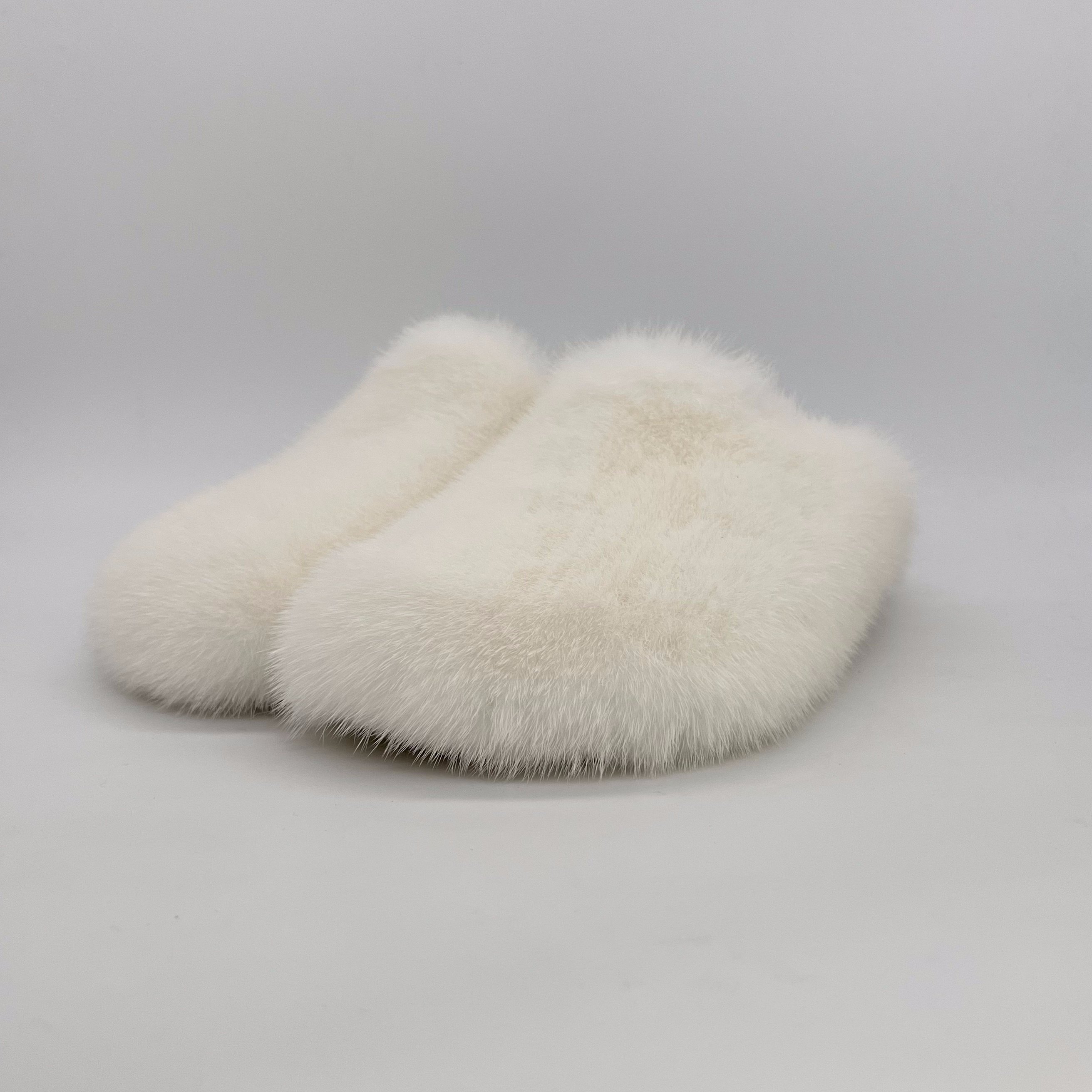 Rushed fur slipper heel Fur Slide Slipper For Woman Summer Crystal Buckle real mink fur slippers slides