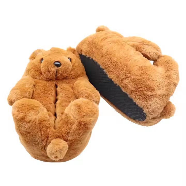 China Supplier Bear Slippers Woman Plush Toys Cartoon Cotton Slippers