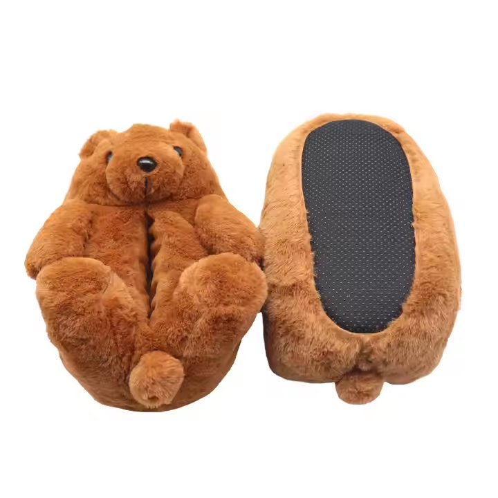 China Supplier Bear Slippers Woman Plush Toys Cartoon Cotton Slippers