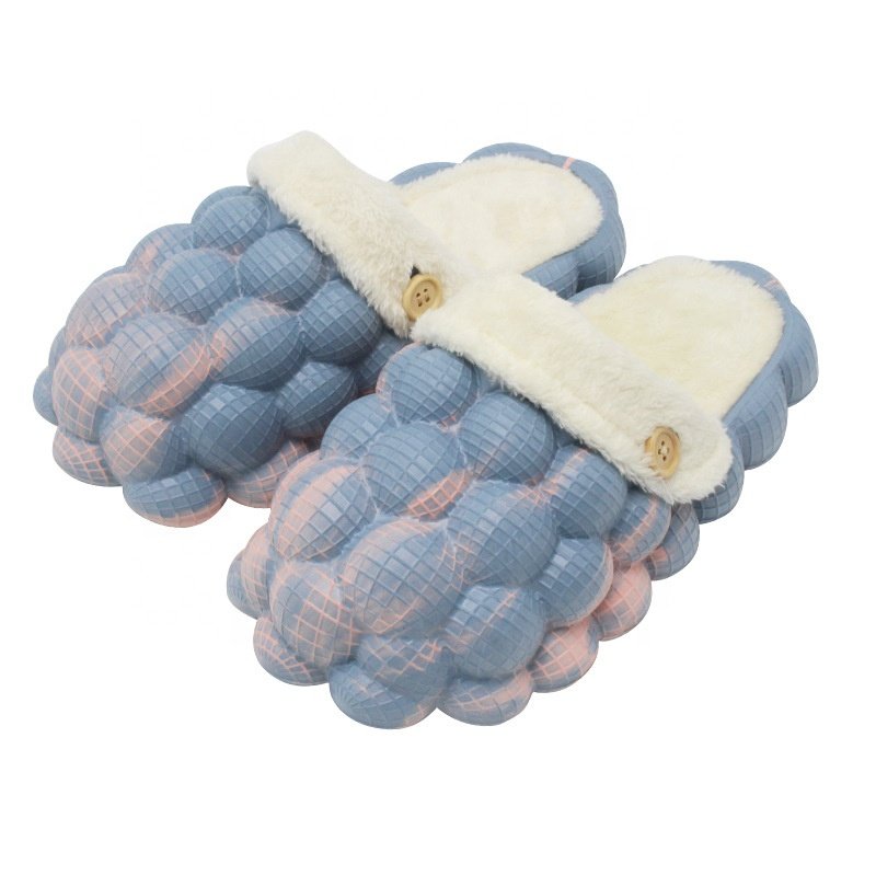Dropshipping New Keep Warm At Home Women Bubble Slides Fluffy Slippers Winter Warm Fur Bubble Slipper