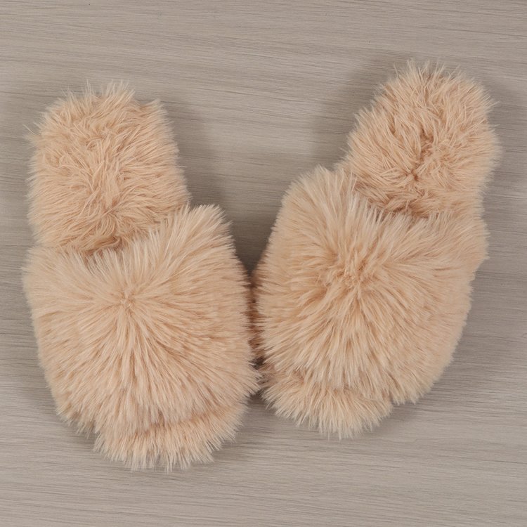 Fashionable Luxury Women's Memory Foam House Soft Fluffy Open Toe Indoor Plush Faux Fur Slides Slippers