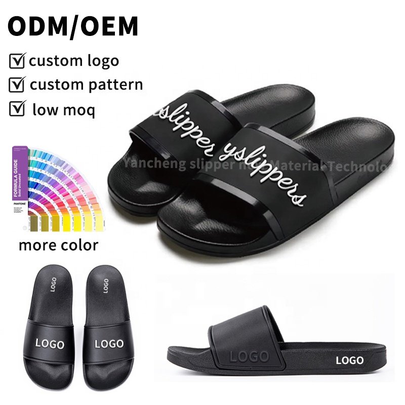 Custom Designer Men logo brand luxury Black Cool Slipper Comfortable Bath pvc Slides Slipper Sandal footwear