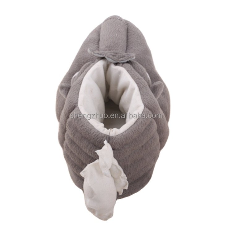 Custom plush stuffed fluffy animal shaped indoor slippers for adults