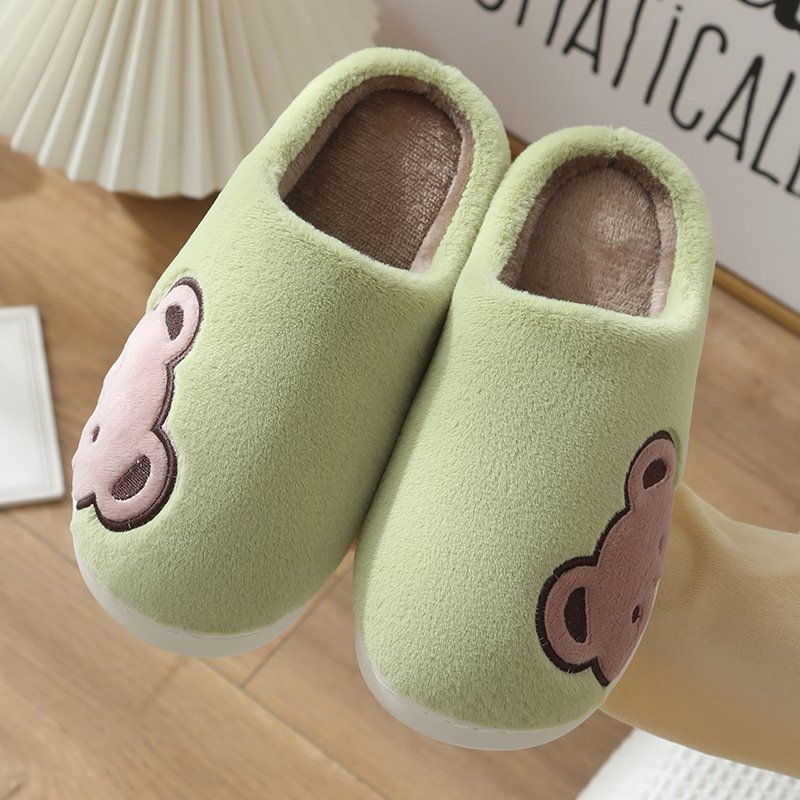 New Fashion Indoor Home Bed Cute Bear Design Plush Slides Slippers
