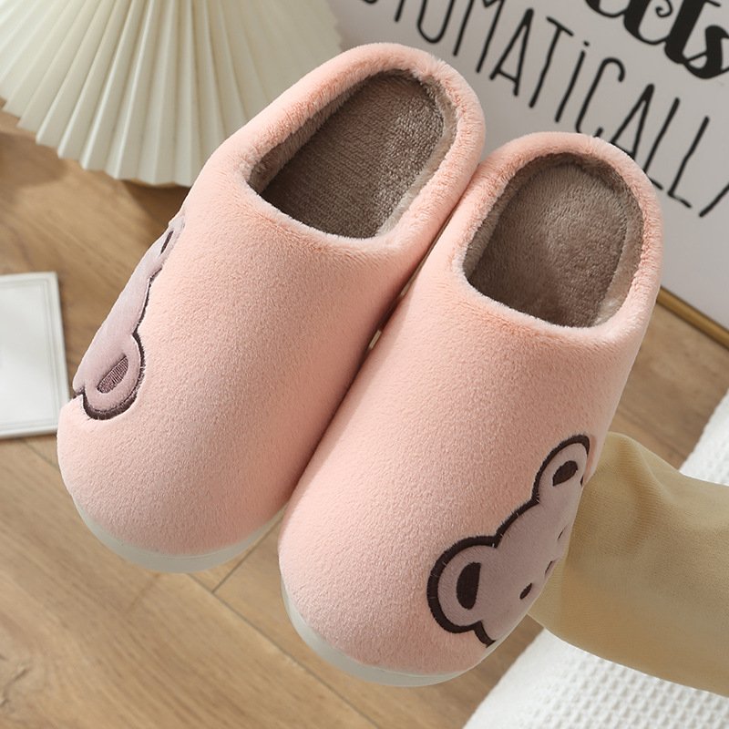 New Fashion Indoor Home Bed Cute Bear Design Plush Slides Slippers