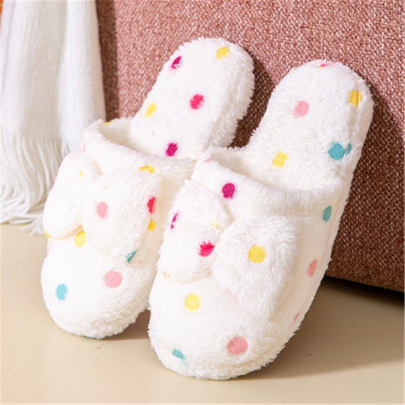 Women's Slippers New Bow Cotton Slippers Ladies Cute Winter Warm Indoor Non-Slip Home Shoe Cute House Slippers